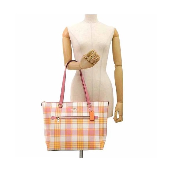 Coach Gallery Tote with Garden Plaid Print - Picture 2 of 5